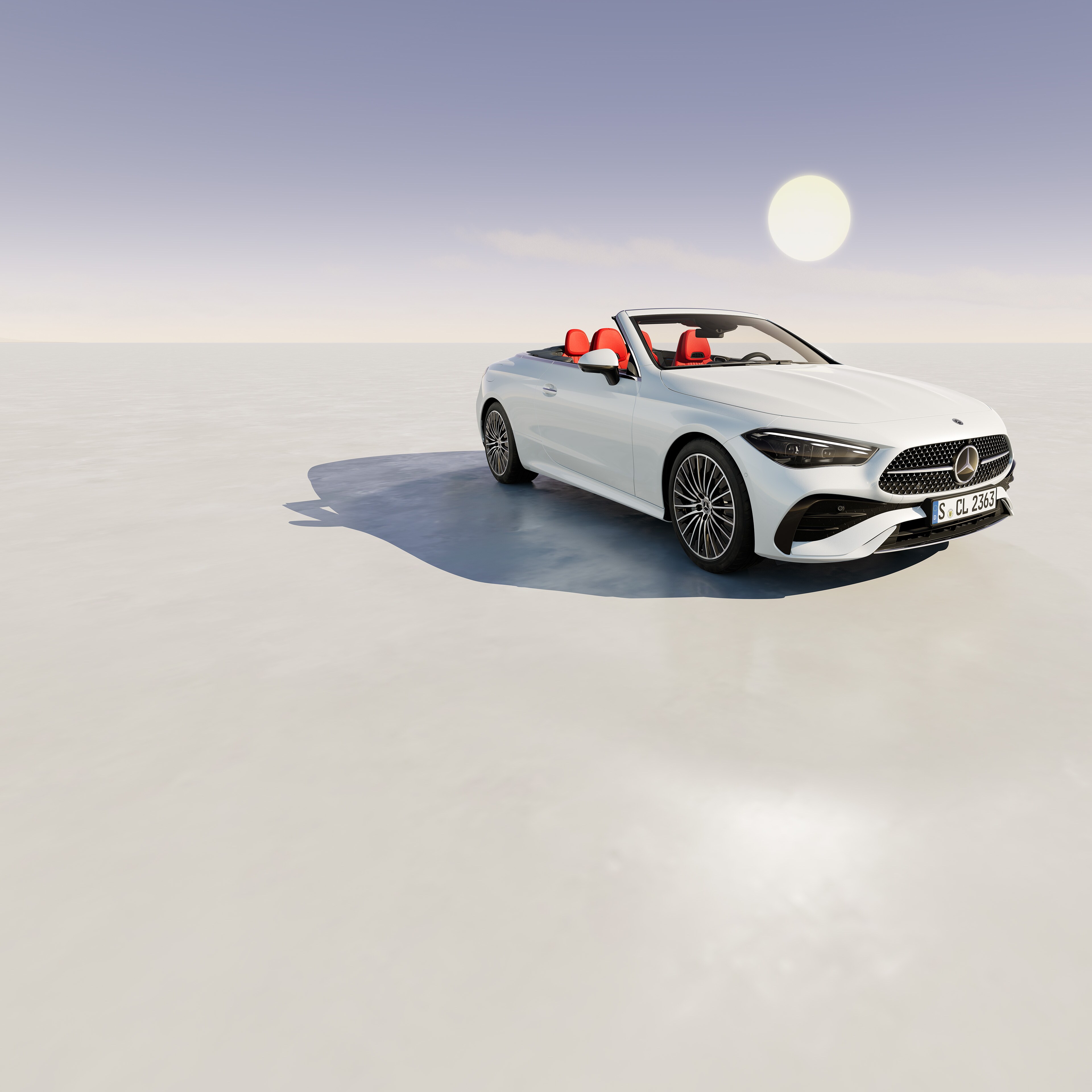 Mercedes-Benz Cabriolet & Roadster | Prislister Hvis Mercedes-Benz CLE Cabriolet set skråt oppefra med lavthængende sol